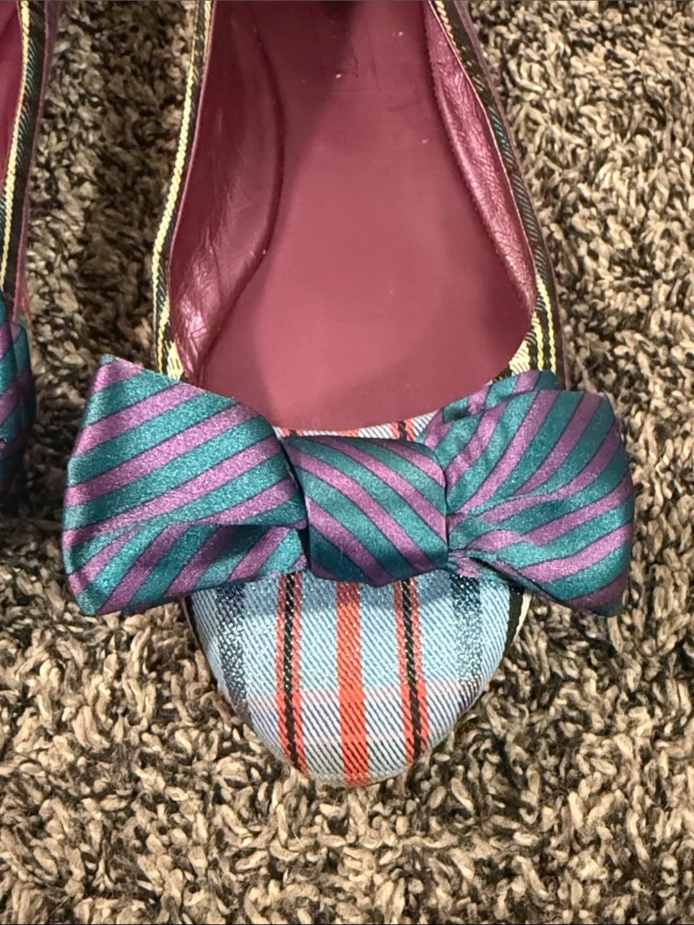 Coach Cambria Women’s Flats Size 8B Plaid Tartan Bow Ballet Shoes Q1003